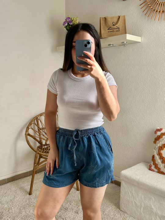 Short en denim étoilé