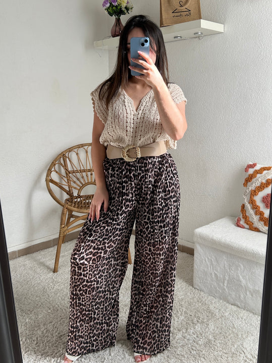 Pantalon plissé léopard Molly