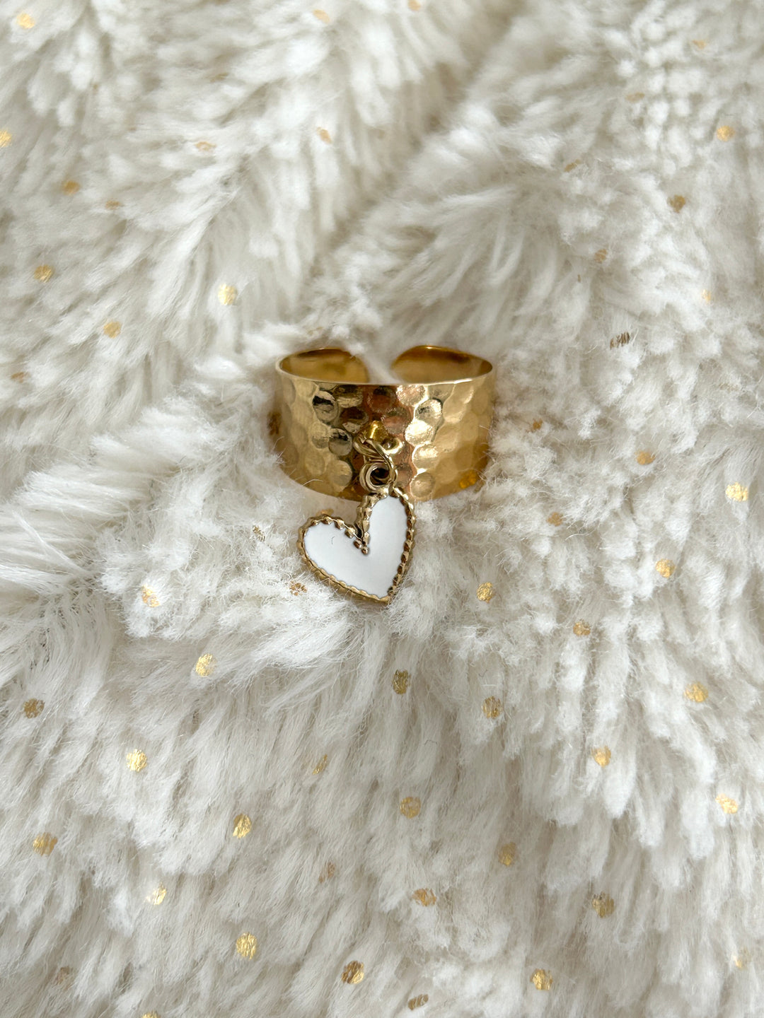 Bague breloque coeur blanc