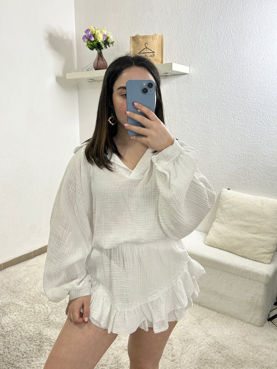 Jupe-short en gaze de coton Zoé