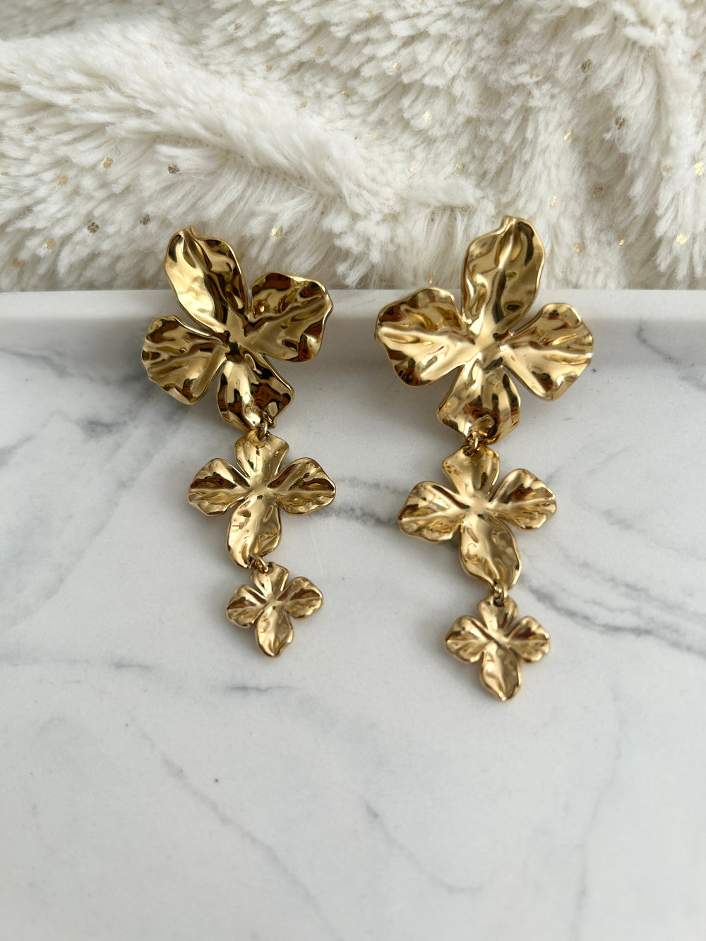 Boucles pendantes 3 feuilles