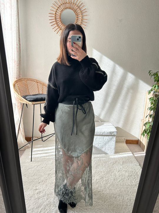 Khaki lace skirt