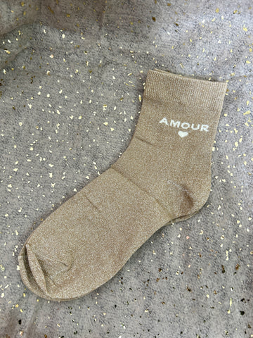 Paire de chaussettes à paillettes "amour"