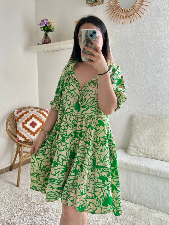 Robe verte à motifs Rio