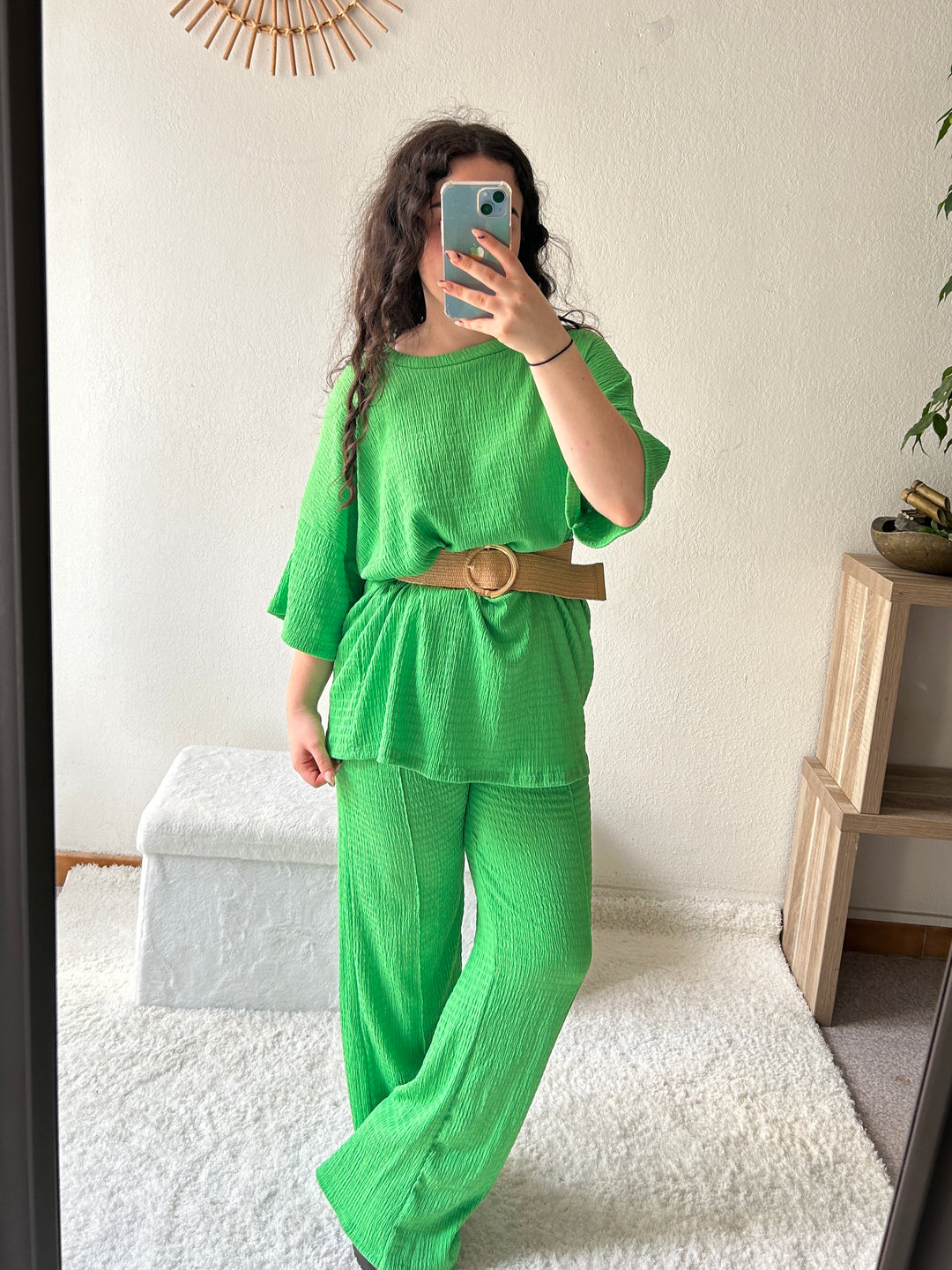 ensemble en gaze de coton vert