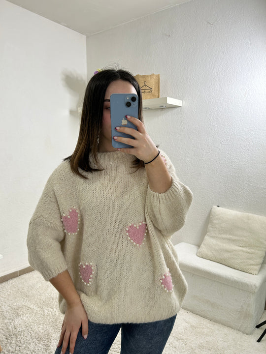 Maïa hearts and pearls sweater