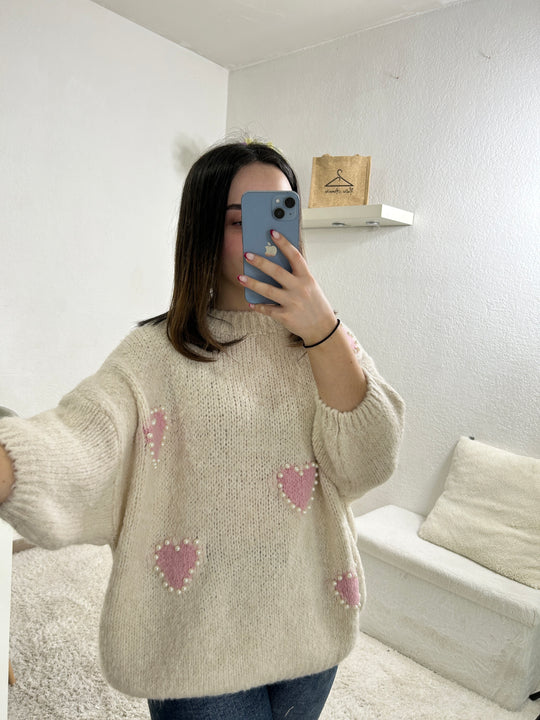 Maïa hearts and pearls sweater