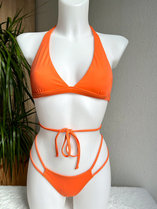 Maillot de bain orange en tissu recyclé