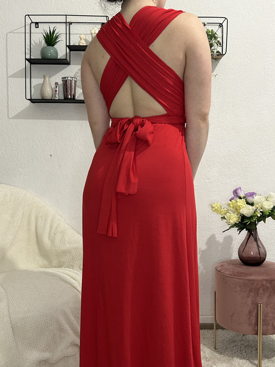 Robe longue rouge multi-positions